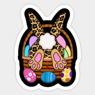 Funny Easter Bunny Leopard Print Easter Basket Sticker